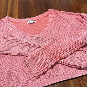 pink oversized knit sweater